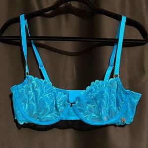 Blue Balconette Bra
